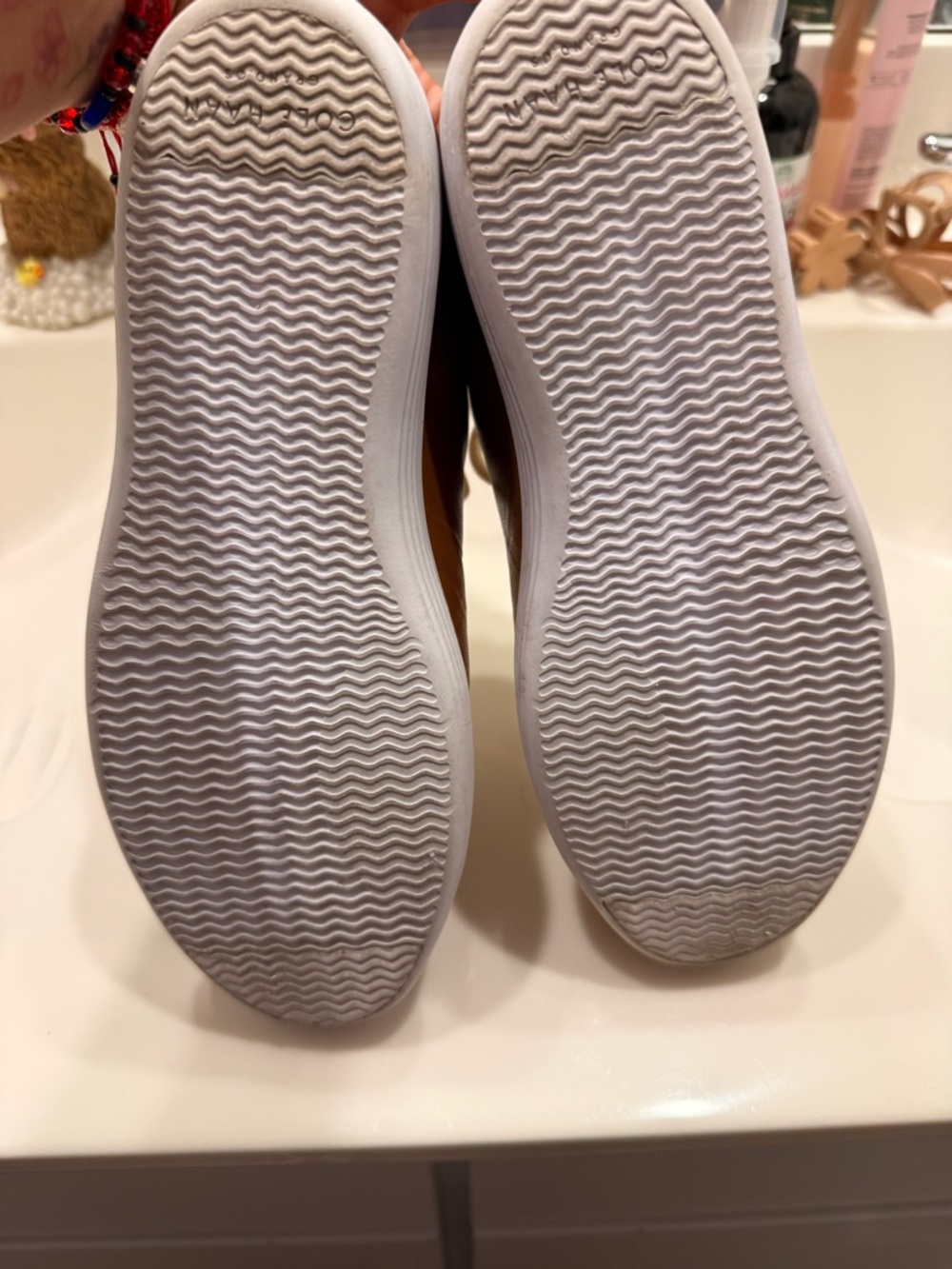 Women’s Casual Slip-On leather loafers in Brown and White